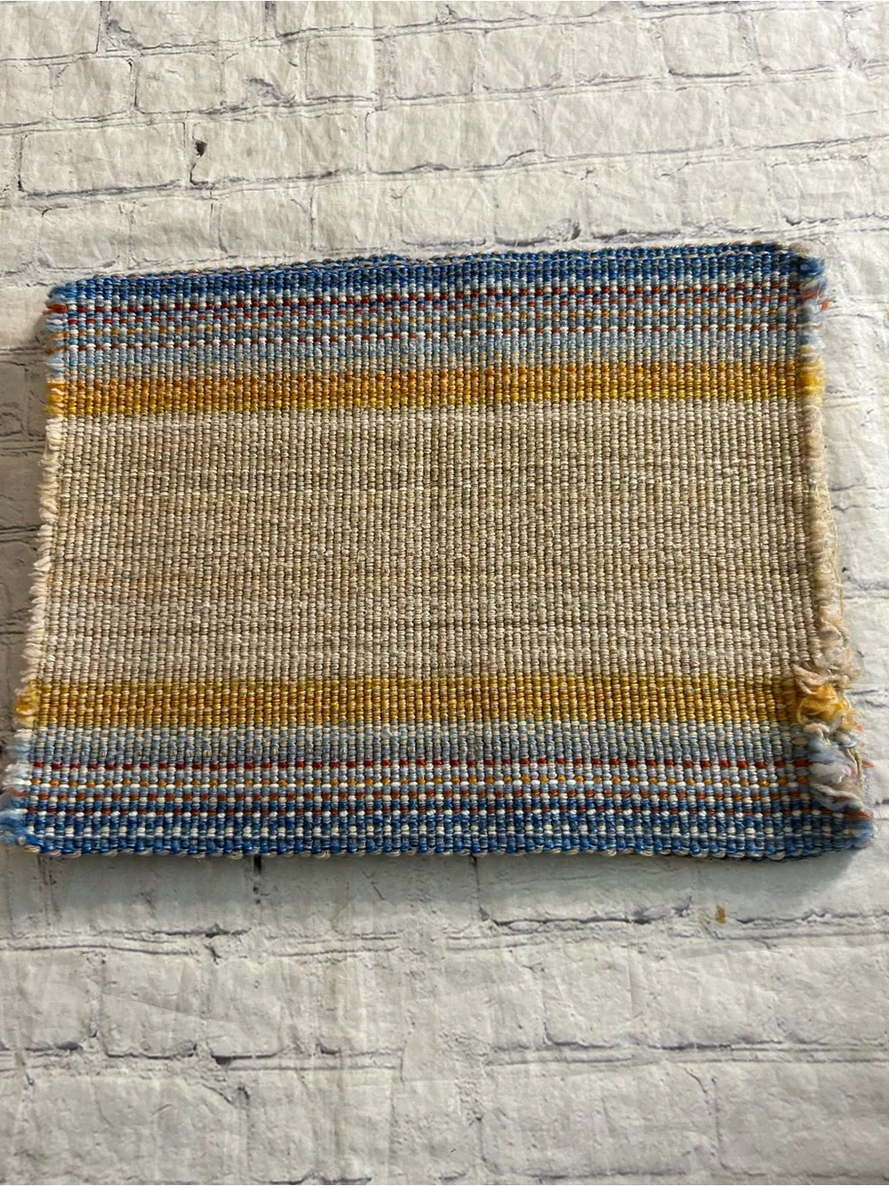 HANDWOVEN COTTON (4) STRIPED BOHO COASTAL FARMHOUSE RUSTIC RAW EDGE PLACEMATS